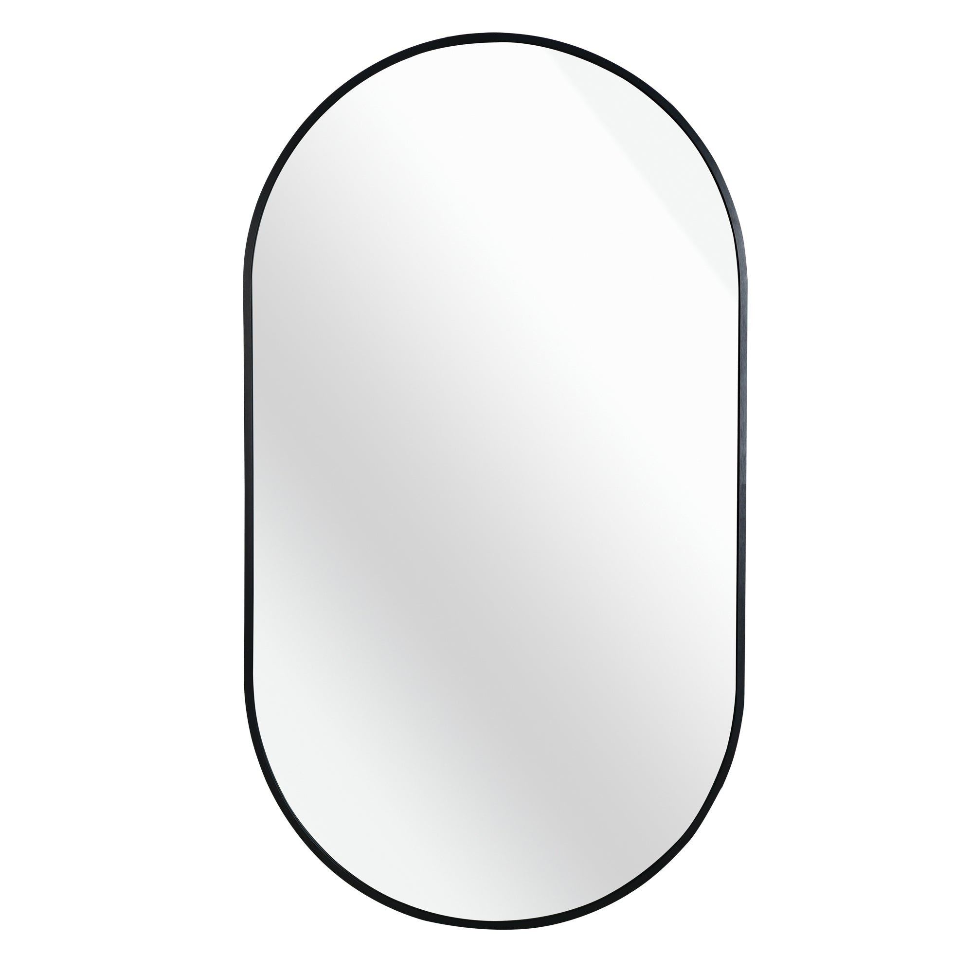 VanityFus 33-in W 20-in H Oval Framed Beveled Bathroom Vanity Mirror Wall Mirror (Matte Black)